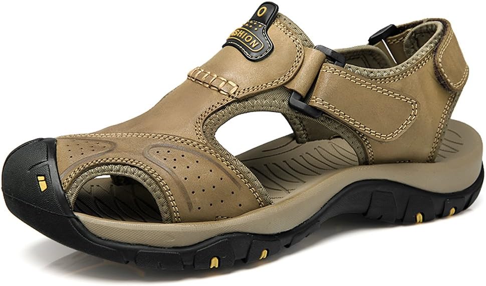 ZHShiny Mens Sports Sandals Beach Shoes Summer Outdoor Leather Hiking Walking Sandal Slide Athletic Flop Slippers