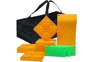 GarfatolRv RV Leveling Blocks with Glow in The Dark Ramp Camper Leveling Blocks with Tire Saver Ramp RV Blocks for Leveling Rigs-10 Pack, Yellow