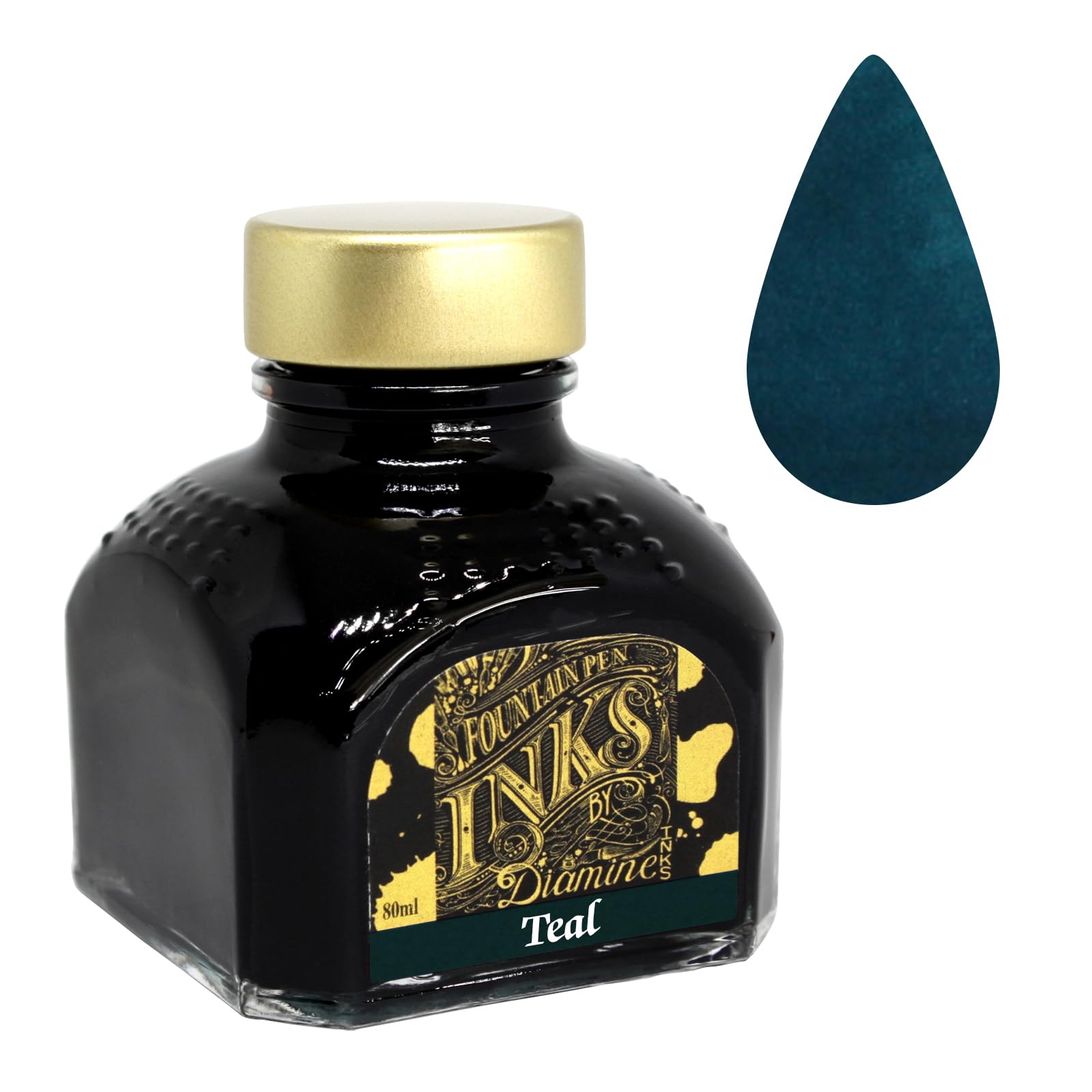 Diamine Fountain Pen Ink Bottle, 80ml, Teal — image 1
