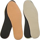 Bellcon Leather Insoles for Women Brown Ultra-Thin Leather Inserts for Women Activated Carbon Insoles for Odor Eaters and Sweat Absorbing Comfortable Cushion Sole Liners Replacement for Flats