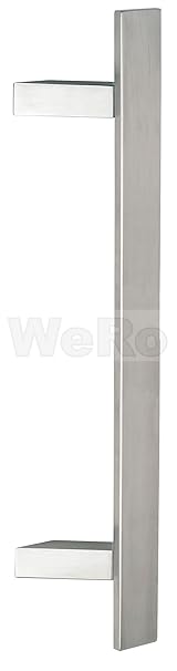 Haustür Stoßgriff Edelstahl flach gerade mit schrägen Stützen Maß L