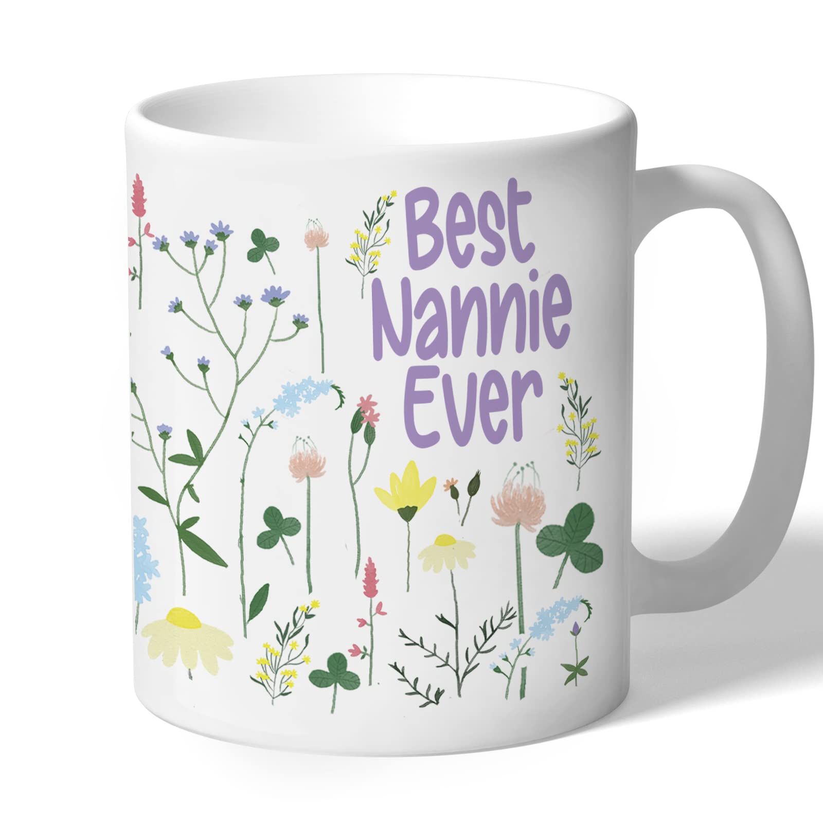 Oakridge Park Gifts Best Nannie Ever Mug, Wildflowers (Lilac Text)