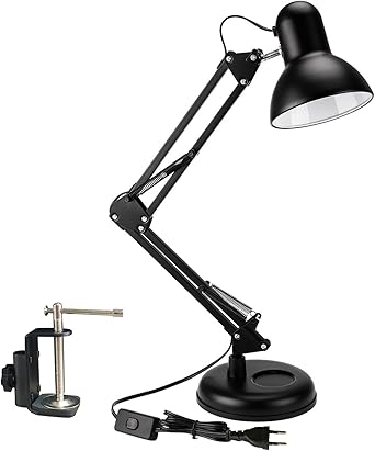 powerking lampara de escritorio lampara de trabajo de arquitecto con brazo oscilante ajustable con abrazadera lampara de escritorio clasica para