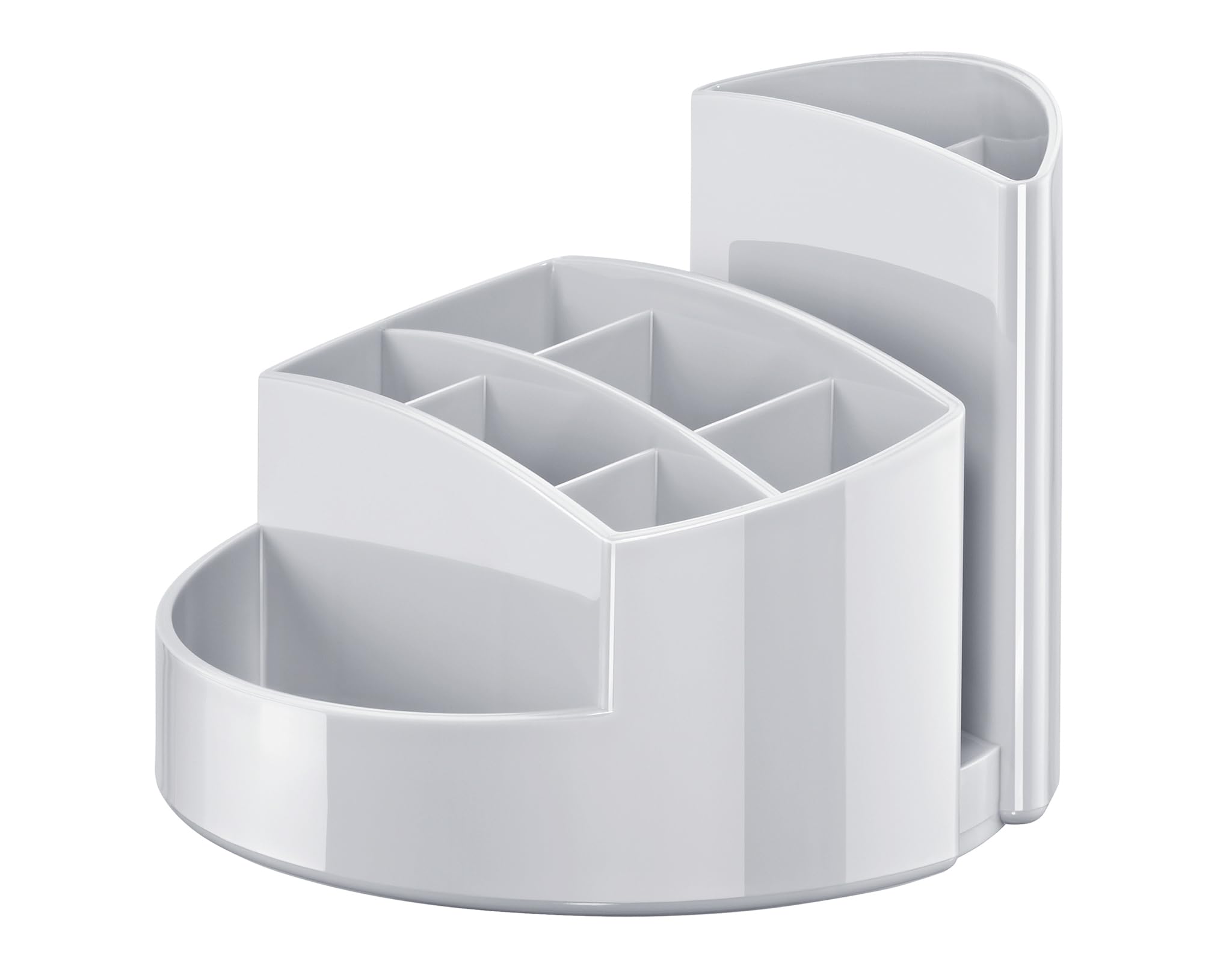 HAN 17460-11, RONDO Desk tidy. Elegant, glossy, premium quality with 9 compartments, light-grey