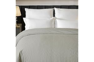 eBeddy Linens Luxury Duvet Cover Alaskan King Size 132x120 Inch 100% Long-Staple Egyptian Cotton Soft and Breathable 1 Pieces Comforter Cover with Zipper Closure & Corner Ties, Silver Grey - Striped