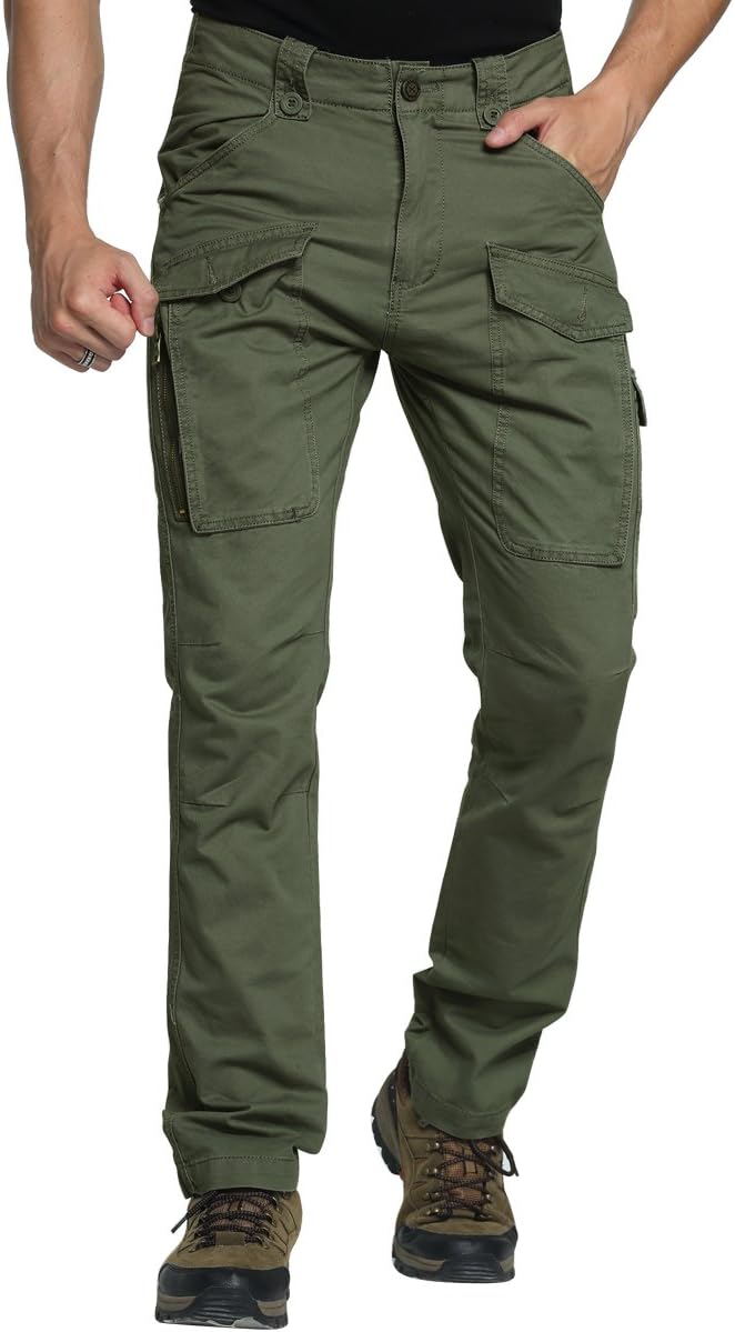 Mens Tactical Pants Work Army Combat Loose Slim Fit Military Wear for Men Cargo Fashion Lightweight Mutli Pocket Ripstop Hunting Hiking Big and Tall Men’s Outdoor Cotton Workout Urban Premuim Green