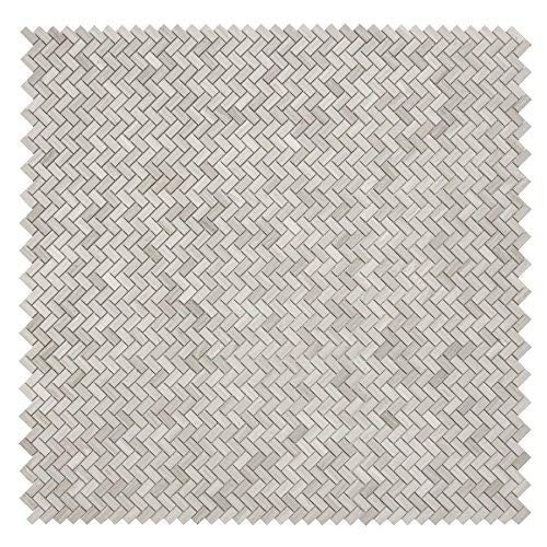 MAYKKE Sadie 10-Pack Small Chevron Mosaic Wall and Floor Tile 12" x 12" Herringbone Pattern Kitchen, Bathroom, Laundry Room Backsplash & Flooring Fade Resistant Wooden White Marble, YOA1050202
