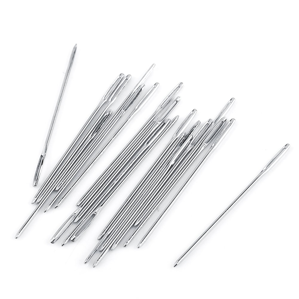 Hilitand Pack Of 20 Pcs Large Headed Needles Crafting Yarn Needles Silver Color Large Eye Knitter Needles 52mm Yarn Knitting Needles Blunt Needles for Sewing Embroidery