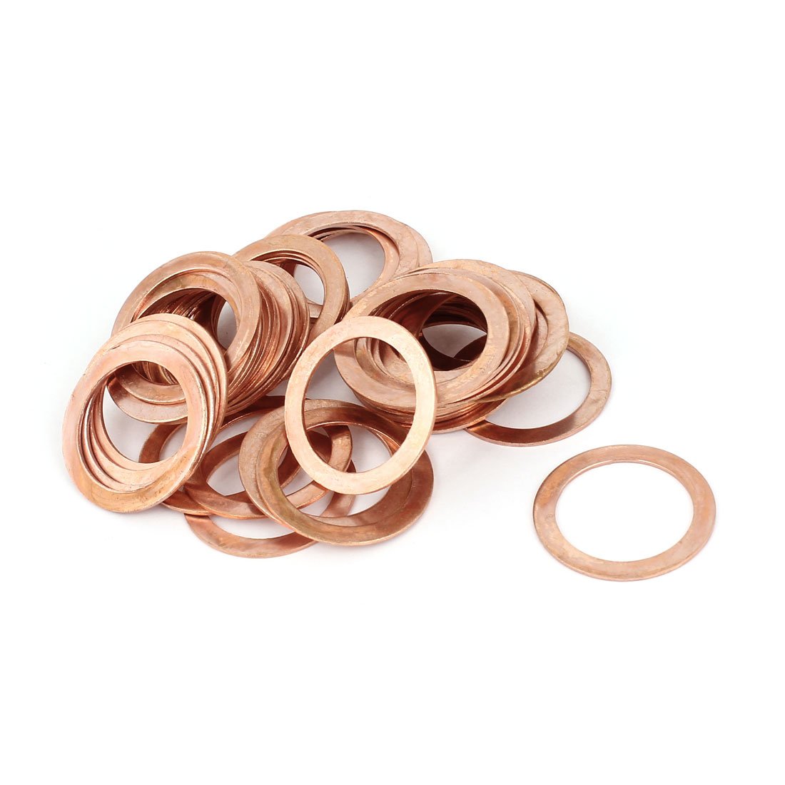 Sourcingmap 22mm x 30mm x 1mm Metric Shape Copper Flat Washer 50 Pcs