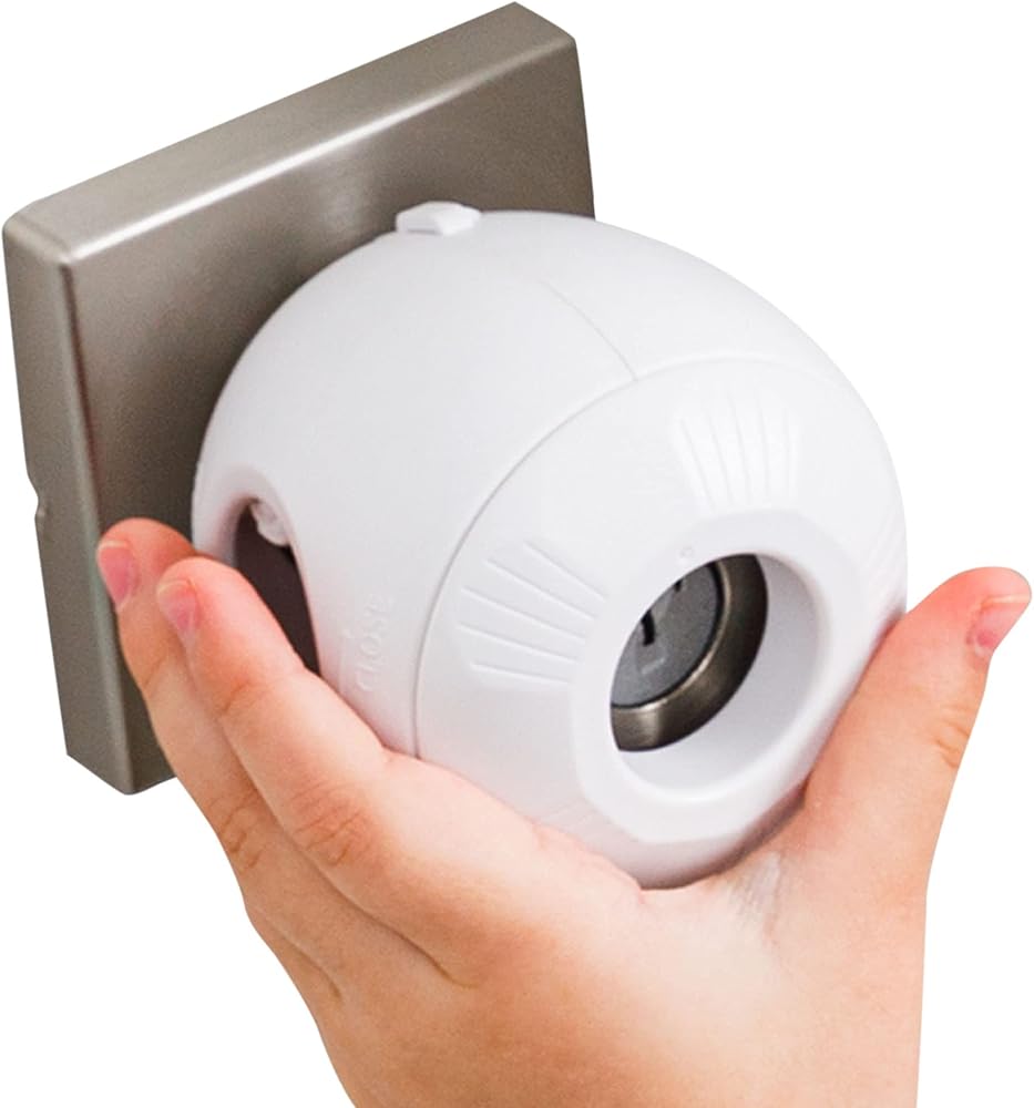 Child Safety Door Knob Cover (4 Pack) Hard-to-Remove Dual-Lock Door Handle Covers for Kids - Reusable Baby Proof Door Knob Lo
