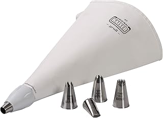 Kaiser Spritzbeutel Set 7-teilig, wiederverwendbarer Spritzbeutel groß mit Tüllen, Adapter, 5 Spritztüllen, kochfest, Schneidehilfslinie