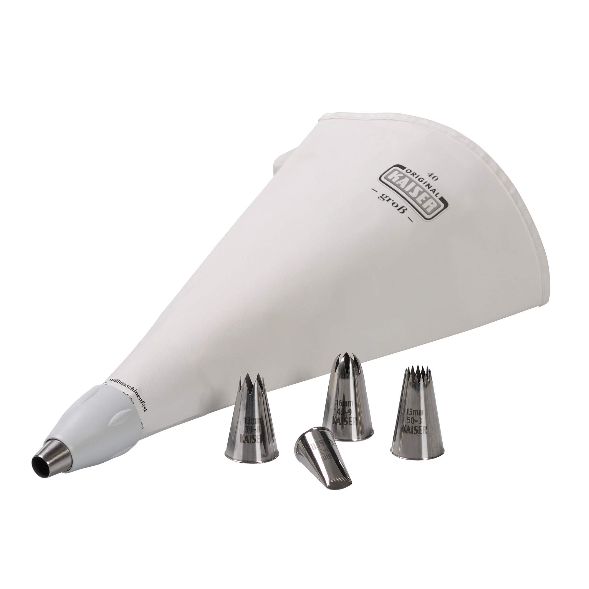 ORIGINAL KAISER Icing Bag Set 7-Piece, Stainless Steel, White/Silver, Perfect Artwork Kit