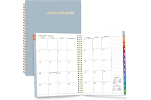 SUNEE 2026-2027 Planner - 24 Months (Jan 2026 - Dec 2027) - 7"x10" Monthly Spreads & Yearly Planner, Gray Blue