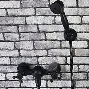 galvanoplástica Retro Grifo Dos asas de ducha Grifos Bañera Montado en