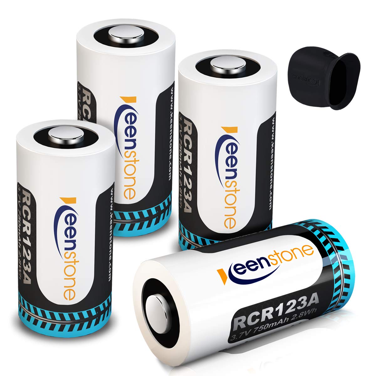 RCR123A Rechargeable Camera Batteries, Keenstone 4Pcs 750mAh Rechargeable CR123A Li-ion Batteries with Camera Skin and Battery Case for Arlo VMS3030/3230/3330/3430 Cameras