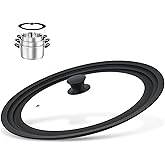 13-14-15 in Universal Lid for Oversized Pots, Pans and Skillets, Extra Large Pot Lid Tempered Glass Lid with Heat-Resistant S