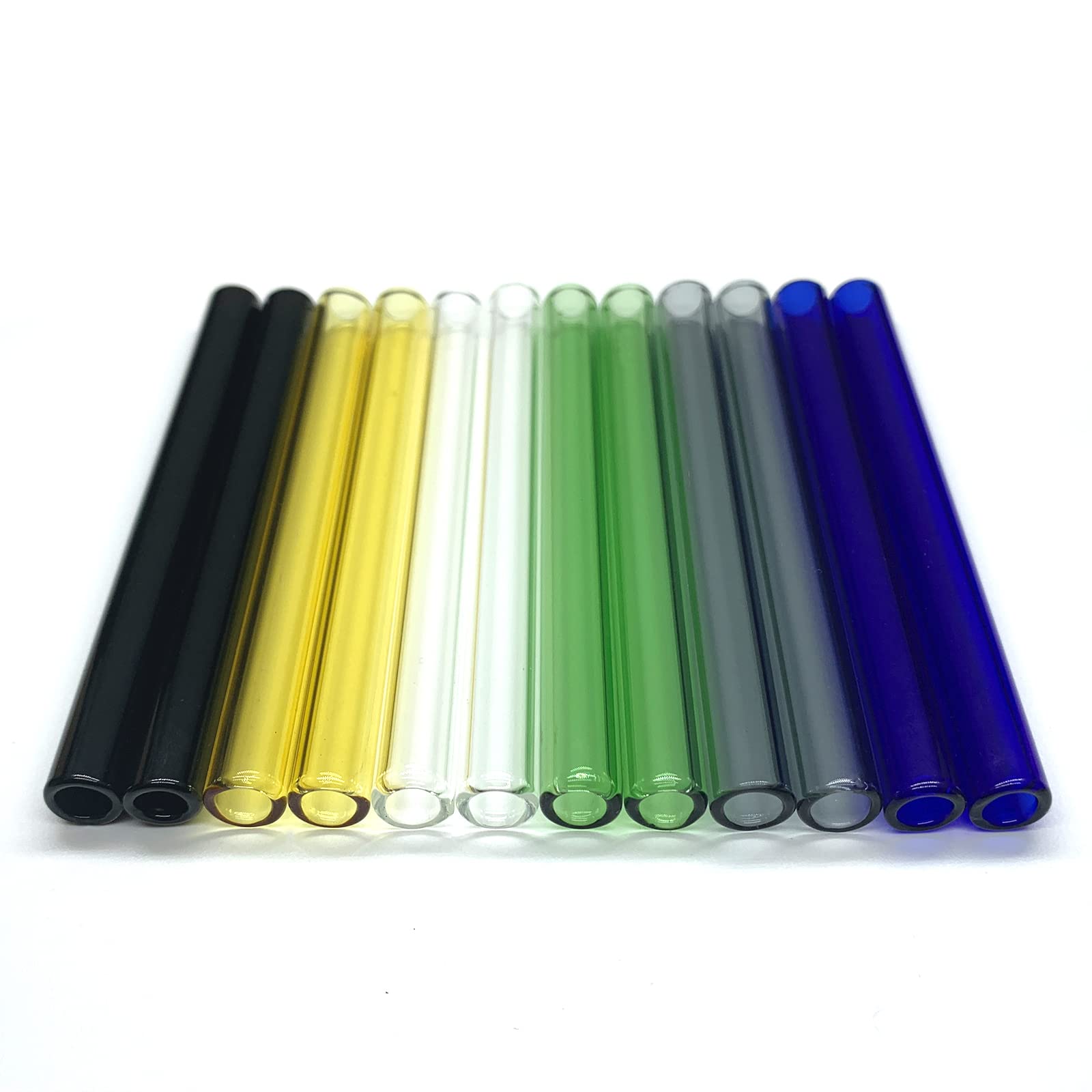 Photo 1 of Glass Tubes 12 Piece, Reusable Glass Straws 4 Inch Long, OD 10 mm, Thickness 1.5 mm, Colorful Industrial Borosilicate Glass Tubing for Short Cup (10mm-4IN-Colorful)