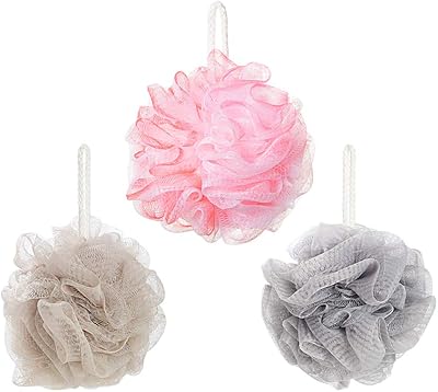 Omenluck 3Pcs Bath Shower Sponge Ball Loofah Deep Cleaning Body Scrubbers Mixed