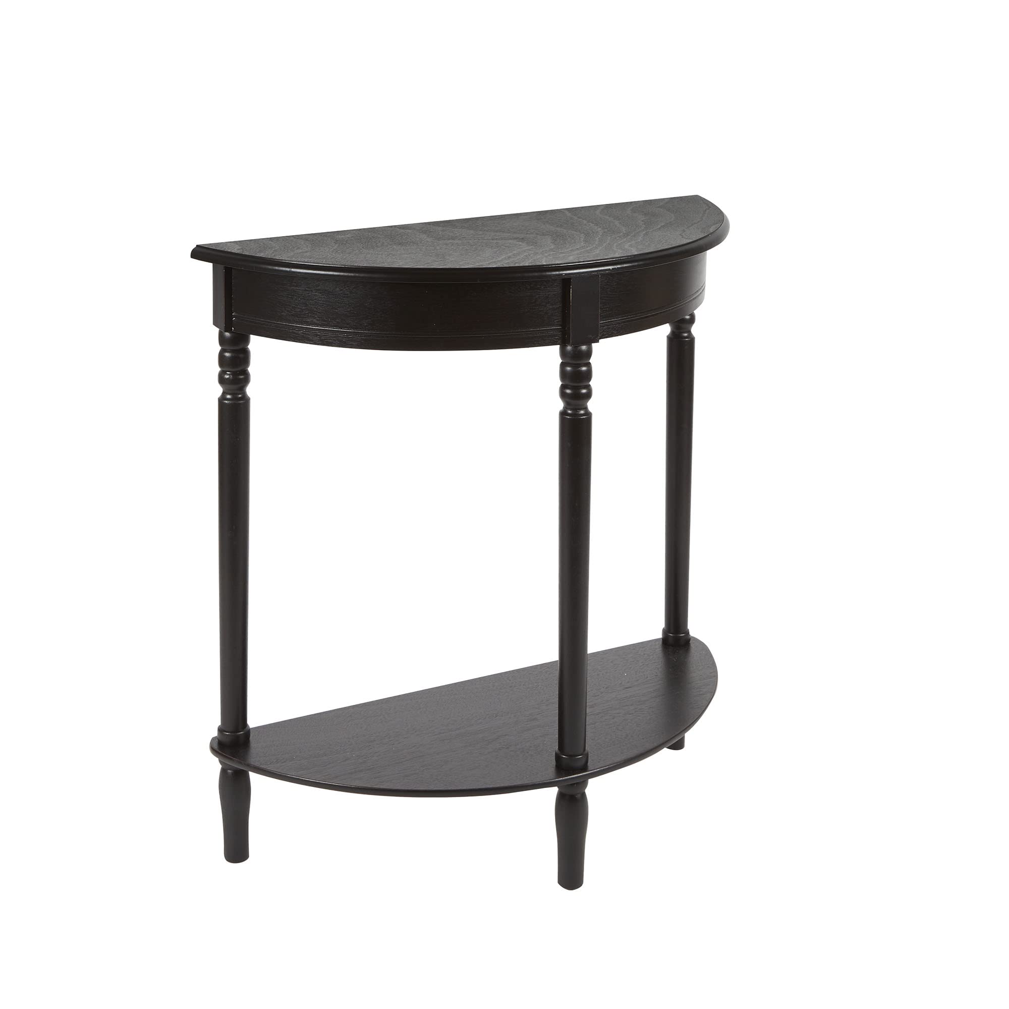 Photo 1 of **BOX DAMAGED/ FOR PARTS ONLY/ NON-FUNC TIONAL** Decor Therapy Half Moon Entry Table, With Shelves & Easy Assembly, Farmhouse Entryway Table, Black, Wood - (28.5" x 11.8" x 28.5")