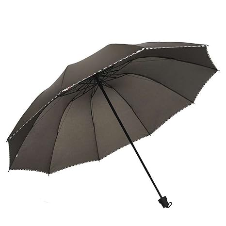 3 Fold Plain Pipine Umbrella for Men & Women (Brown)