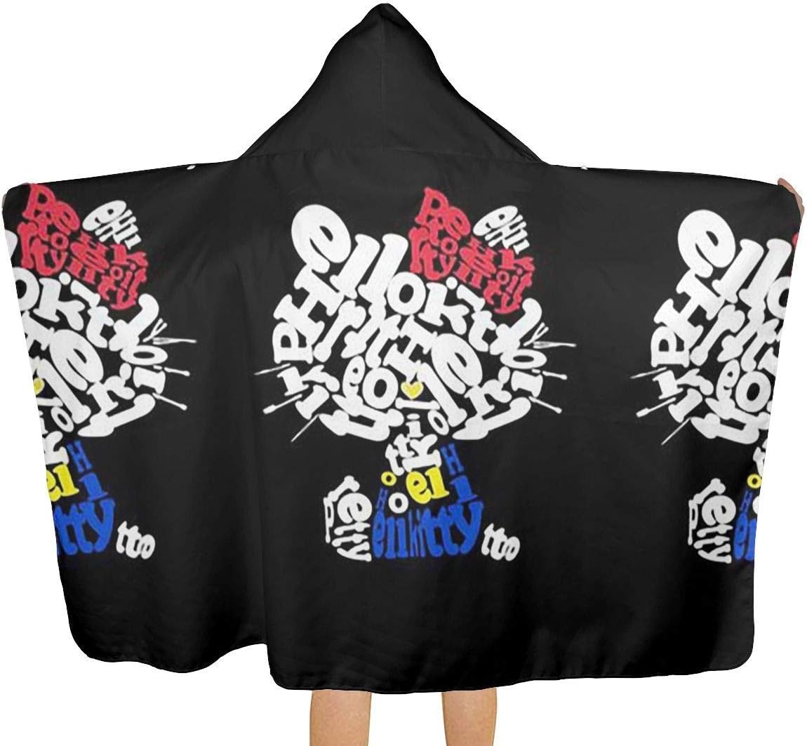 FSTGF Big Beach Towel with Hood & Baby Bath Towel - Digital Combination Hello Kitty Theme Fast Drying Beach Towel for Swim Pool Ultra Absorbent - 51.5 X 31.8 Inch