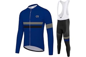 Coconut Ropamo CR Men's Cycling Clothing Set Long Sleeve Cycling Jersey Zipper Pocket Bike Outfit Cycling Bib Pants 3D Padded