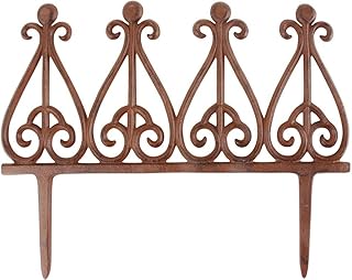 Esschert Design Beetzaun, Zierzaun mit Haken aus rötlichem Gusseisen, ca. 39 cm x 30 cm