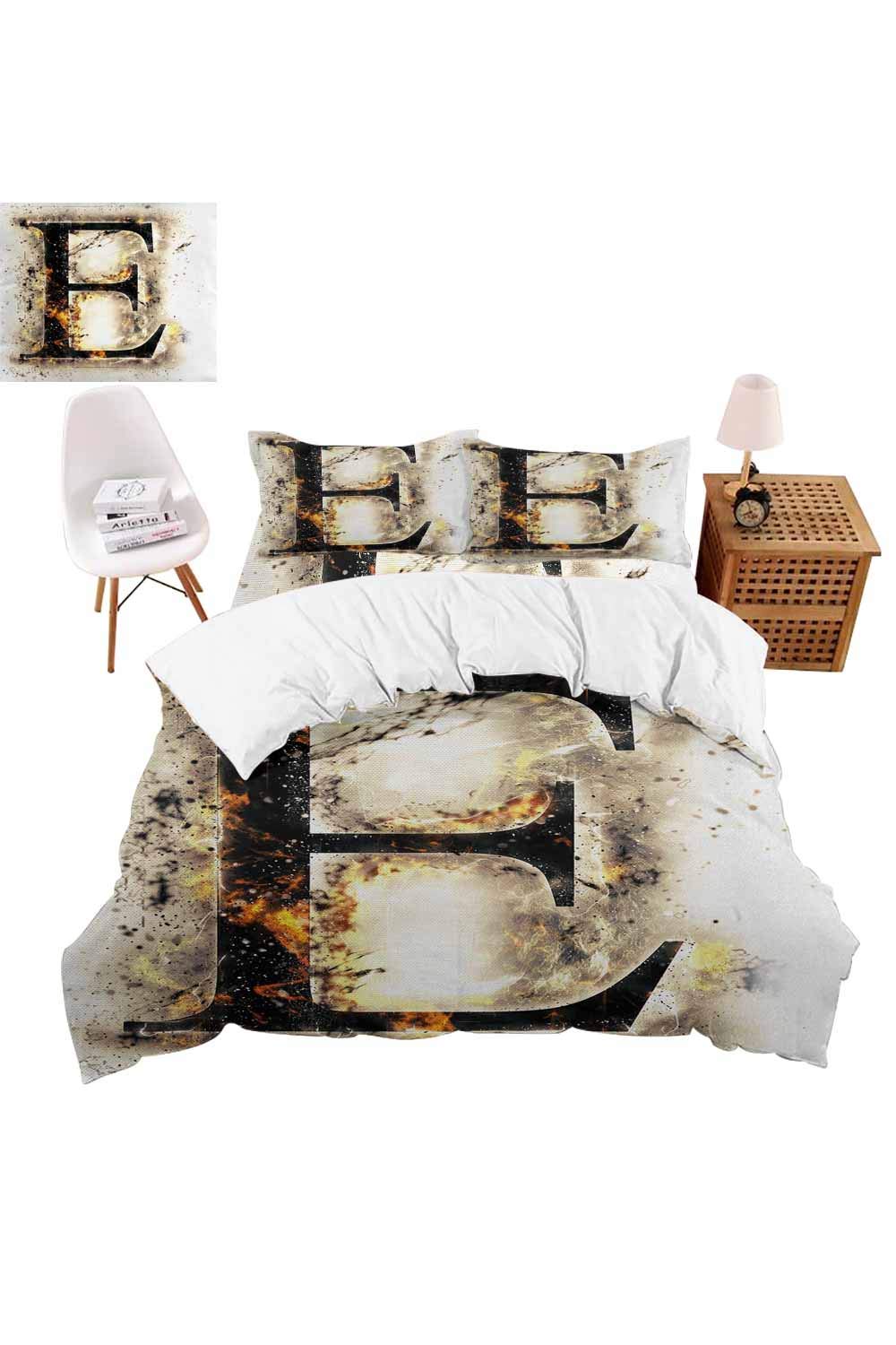 vroselv-home Christmas Bedding 4 Piece Duvet Cover, Blaze Hot Fire E Sign Bedding Set Cute Quilt Cover for Girls/Boys Gift - Full Size/NO Comforter