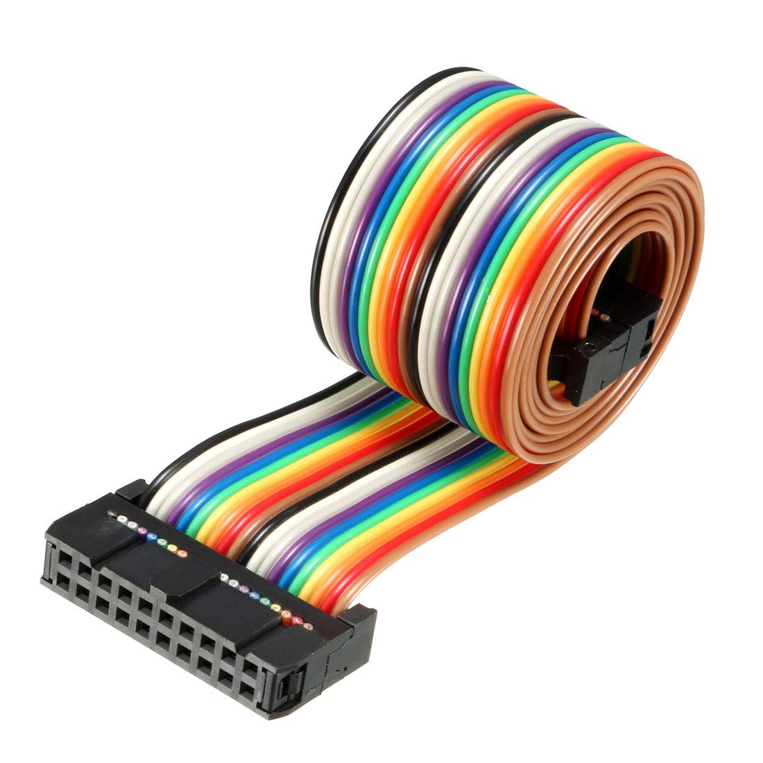 sourcing map IDC Rainbow Wire Flat Ribbon Cable 20 Pins 66cm Length 2.54mm Pitch Type-B