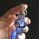 S-SO 3D K9 Crystal Ninetales Pokemon Elf ball Night LED RGB lighting up Key chain ring decoration