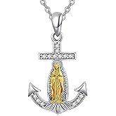 F4DEDAN Virgin Mary Necklace for Women 925 Sterling Silver Mother Mary Necklace Catholic Gifts