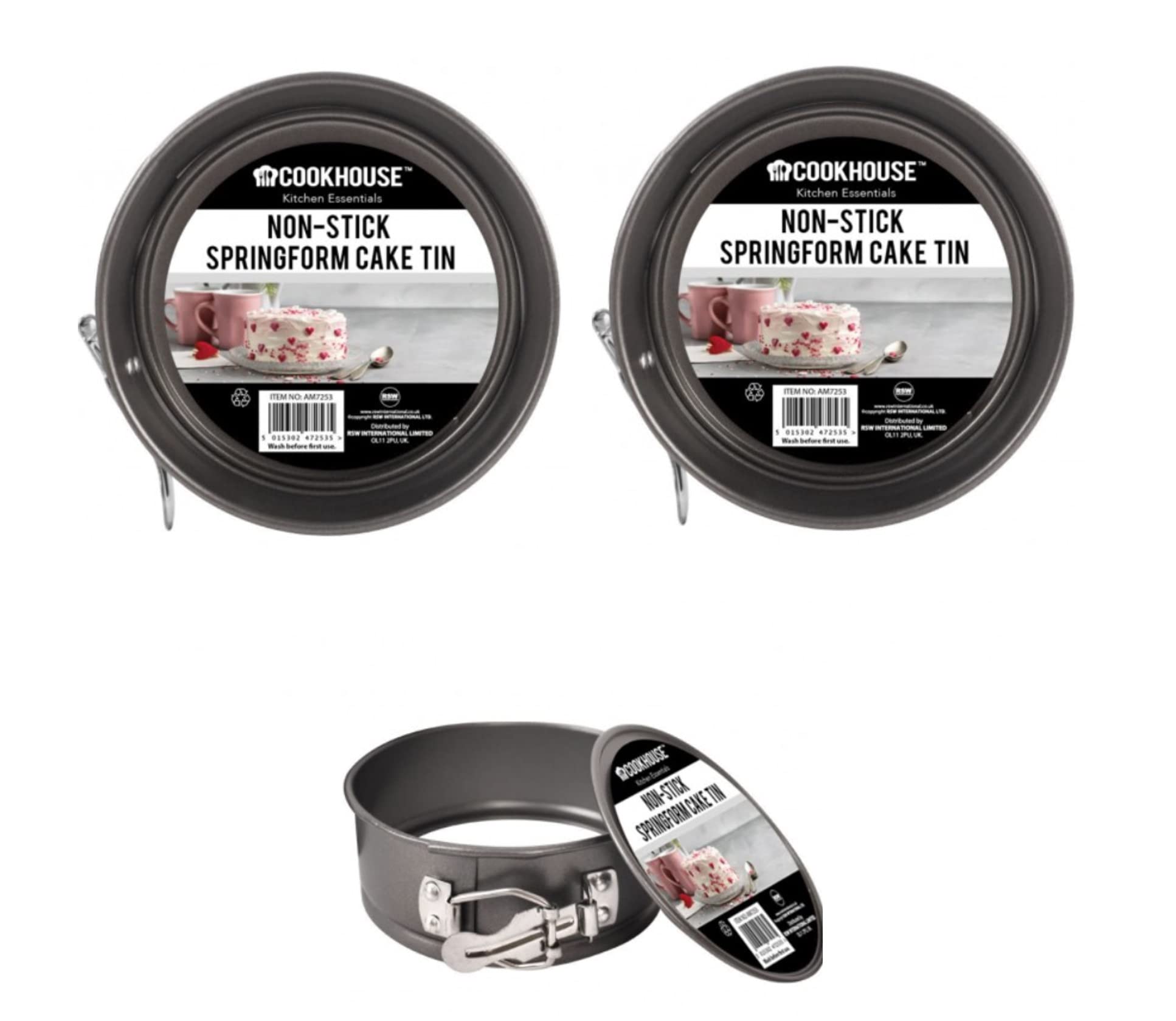 Royle Kids 2 Mini Springform Cake Tin Kids Round 5Inch Non Stick Springform Baking Tin 12cm,Black