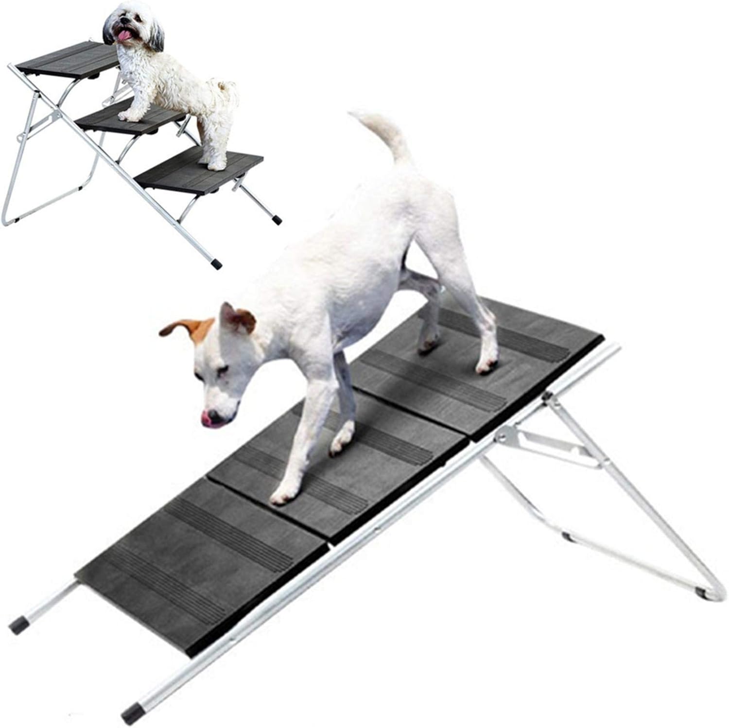 Blossomer Portable Dog Ramp, 13.7x7.8 Inch 2in1 Pet Stairs AntiSlip