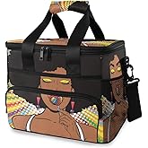 ALAZA African American Woman with Afro Hair Large Capacity Cooler Tote Insulated Lunch Bag Lunch Cooler Bag