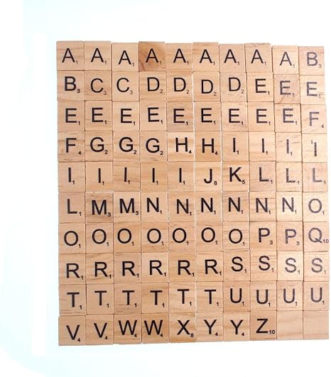 Amazon Com Raylinedo 100x Wooden Scrabble Tiles Letter Alphabet Scrabbles Number Crafts English Words Fixed Home Kitchen