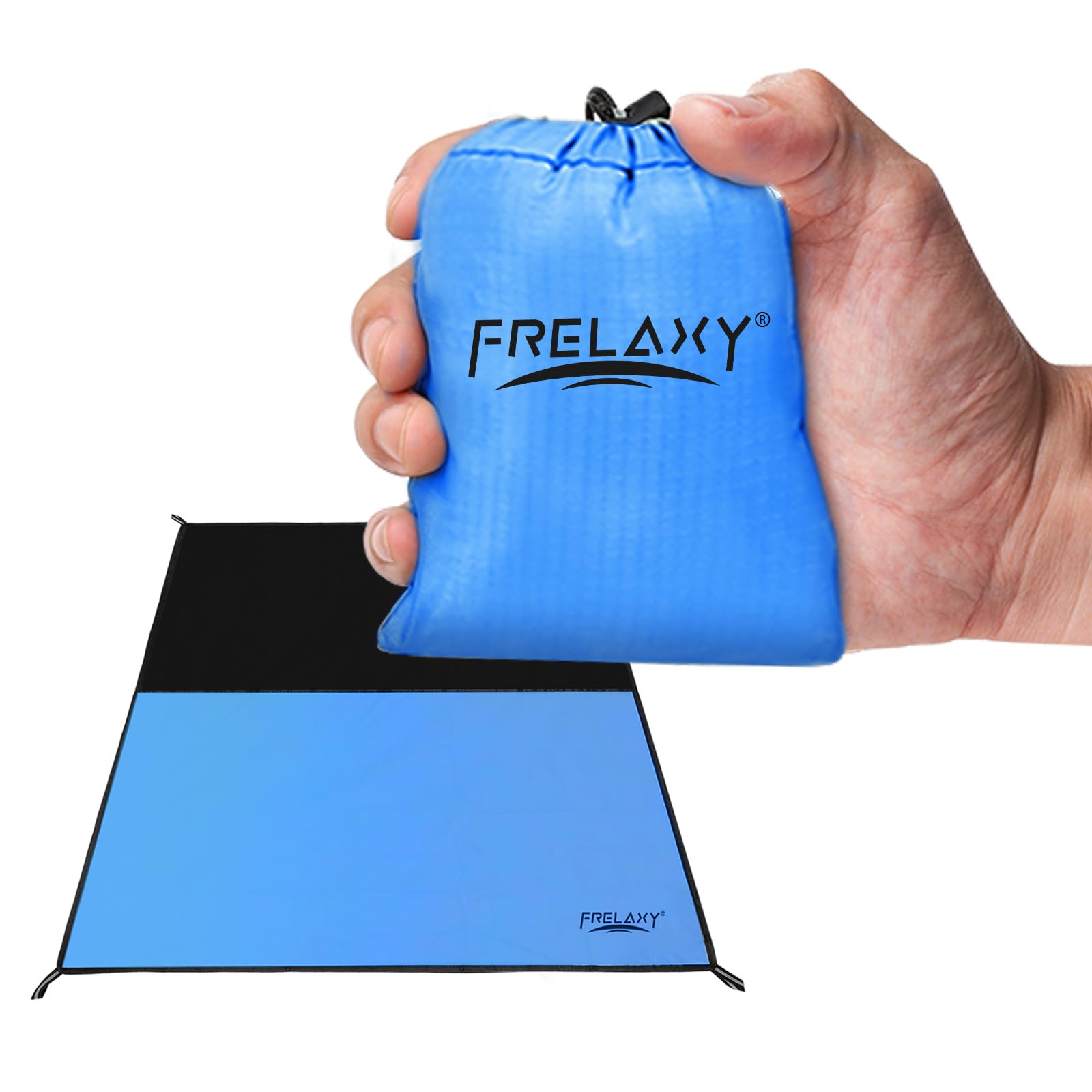 Photo 1 of Frelaxy Pocket Picnic Blanket, Waterproof Sandproof Beach Mat, Compact Camping Tarp for Festivals, Hiking, Travel, Outdoor Recreation (Blue, 28'' x 47'')