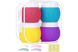 Travel Containers for Toiletries, GLAMFIELDS TSA Approved 1.7oz 50ml Travel Size Silicone Cream Jars BPA Free, Leak-proof Travel Essentials with Lid for Cosmetic Face Hand Body Cream Purple (4 Pack)
