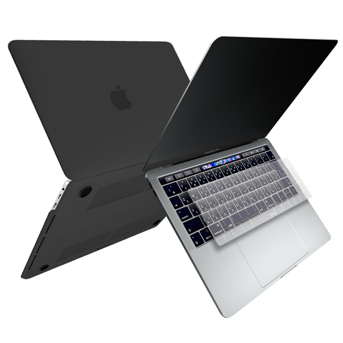 MS Factory MacBook Matte Hard Shell PC Case + Japanese Keyboard Cover (US Layout Not Guaranteed), Original RMC Series Colors, For Apple MacBook Air / Pro / Retina 11, 12, 13, 15 inch, RMC-SETP13T-MBK, blk