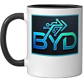 BYD Tech Logo Ceramic Mug, Black/White