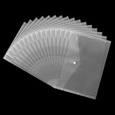 SHEUTSAN 80 Pack A4 Clear Plastic Envelopes, 13 x 9 Inch Transparent Poly Envelopes with Snap Closure, Clear Document Folder for Office
