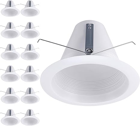 Torchstar 12 Pack 6 Inch Recessed Can Light Trim 5 51 Inch Air Tight Baffle Trim Anti