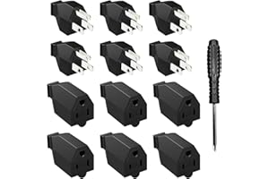 HITRENDS 12PCS Extension Cord Repair Replacement Ends, 125V 15A 2 Pole 3Wire Male Plug and Female Connector Straight Blade Pl