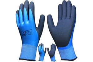 PROGANDA Waterproof Work Gloves Double Latex Coated Superior Grip for Gardening Outdoor Fishing Car Cleaning Multipurpose