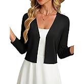 GRACE KARIN Women's 3/4 Sleeve Cropped Cardigan Sweater Lightweight Open Front Dressy Causal Shrug Summer Outfits
