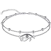 CHIC & ARTSY 925 Sterling Silver Ankle Bracelets for Women, Dainty Adjustable Layered Foot Chains with Symbolic Charms, Boho Beach Everyday Lightweight Jewelry