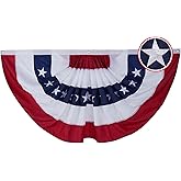 Flagolden American Bunting Flags Outdoor 1.5x3 ft Heavy Duty Embroidered Flag Buntings for Outside Use, Patriotic Bunting Banner US Pleated for 4th of July
