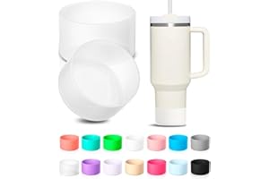 KTKUDY 2Pcs Silicone Boot for Stanley Quencher Tumbler H2.0 30 oz 40 oz & IceFlow 20 oz 30 oz & Intended for Hydro Flask Water Bottle 12-24 oz - Protective Cup Bottom Accessories Fits Stanley Cup