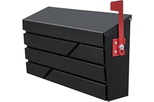 YOOBOX Wall Mount Mailbox for House Outside, Large Capacity Mailbox with Flag Drop Box, Galvanized Steel and Rust-Proof Metal Post Box, 15.74"x9.84"x4.33", Black, MD065