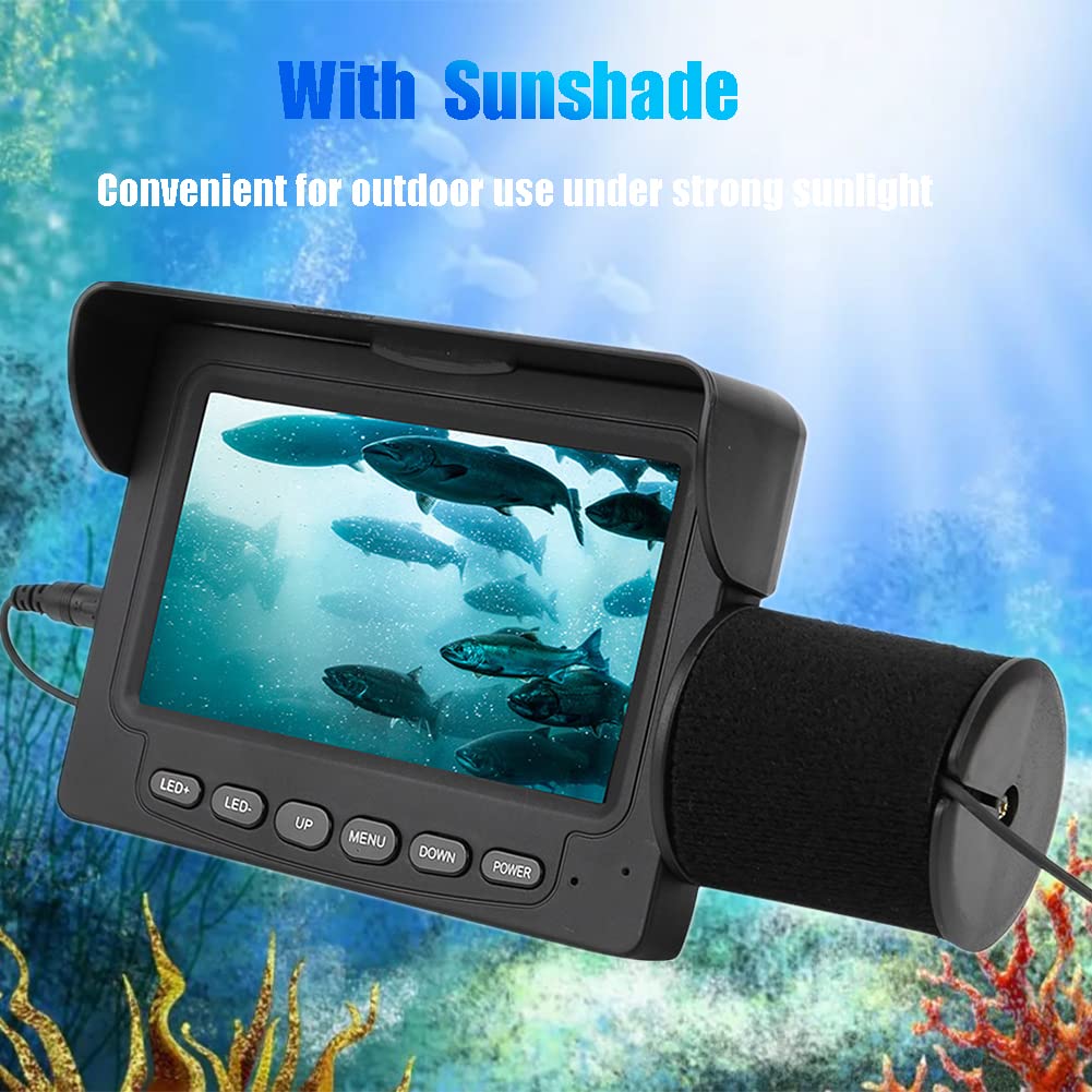 Hilitand Fish Finder Kit, Underwater Fishing Camera with 4.3'' Display, Portable Video Fish Finder, Led Brightness Adjustment, Aluminum Alloy 165° View Fish Model Camera, for Lake Fishing