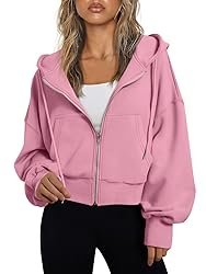 Trendy Queen Hoodies for Women Full Zip Up Cropped